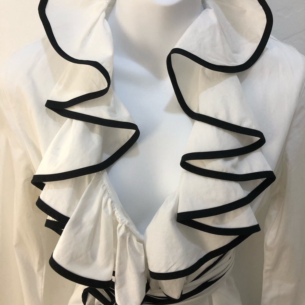 ANNE FONTAINE ZIP RUFFLE BLOUSE SZ 40